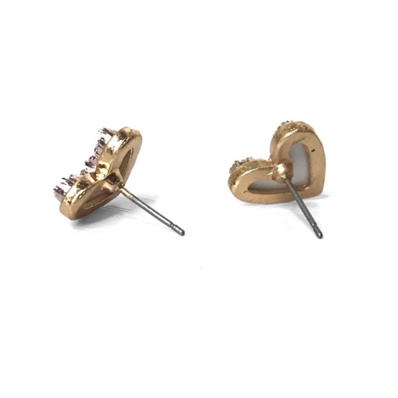 New Rose Gold Tone Lab Created Druzy Heart Stone Stud Earrings - Picture 3 of 7